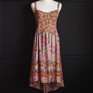 Mudd | Mixed Floral Print Sheer Smocked Sun Dress
